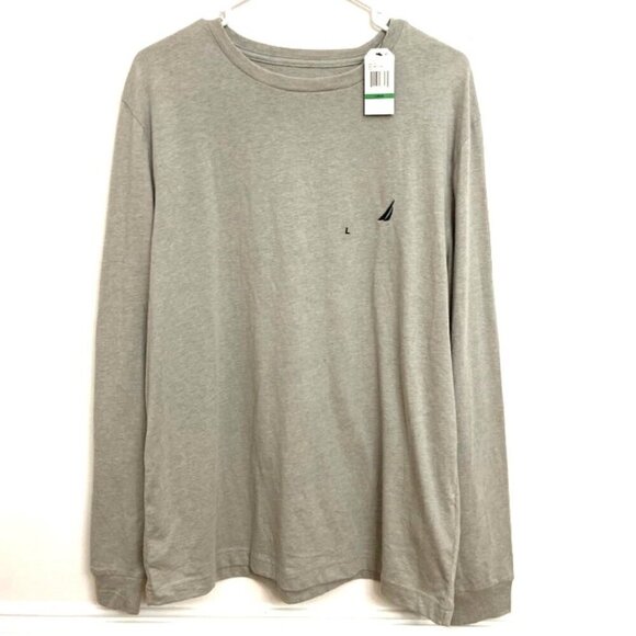 Nautica Men’s L/S Crew Neck T Shirt S L Heather Grey Cotton Blend Neutral Layer - Picture 1 of 6